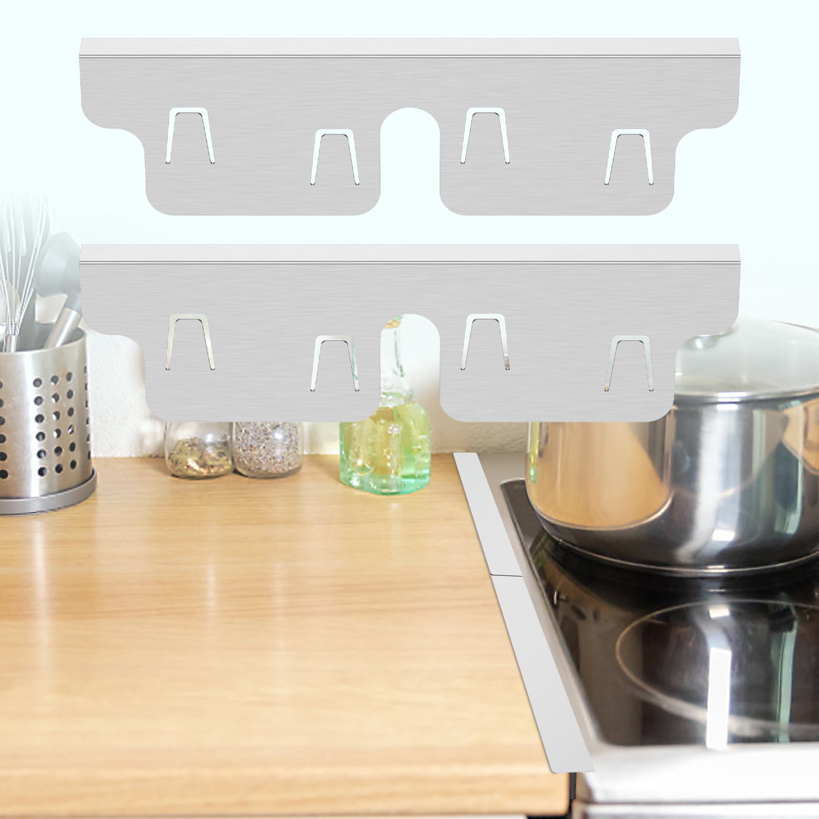 2Pcs Stainless Steel Stove Gap Covers Snug Fit Adjustable Length Oven Side Gap Fillers Anti Rust Heat Resistant Stove Counter Gap Fillers for Home Kitchen