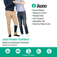 thumbnail image 2 of Juzo Power Comfort 15-20 mmHg Compression Stockings, Ribbed Texture, Knee High, Closed Toe | Compression Socks for Tired, Aching or Swollen Legs, Mild Varicosities | Grey, Large, 2 of 6