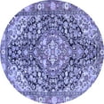 thumbnail image 1 of Ahgly Company Machine Washable Indoor Round Medallion Blue Traditional Area Rugs, 8' Round, 1 of 4