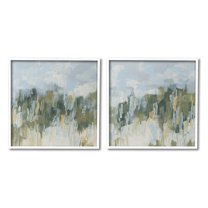 Stupell Industries Abstract Brushed Landscape Abstract Painting White Framed Art Print Wall Art, 12 x 12, Set of 2