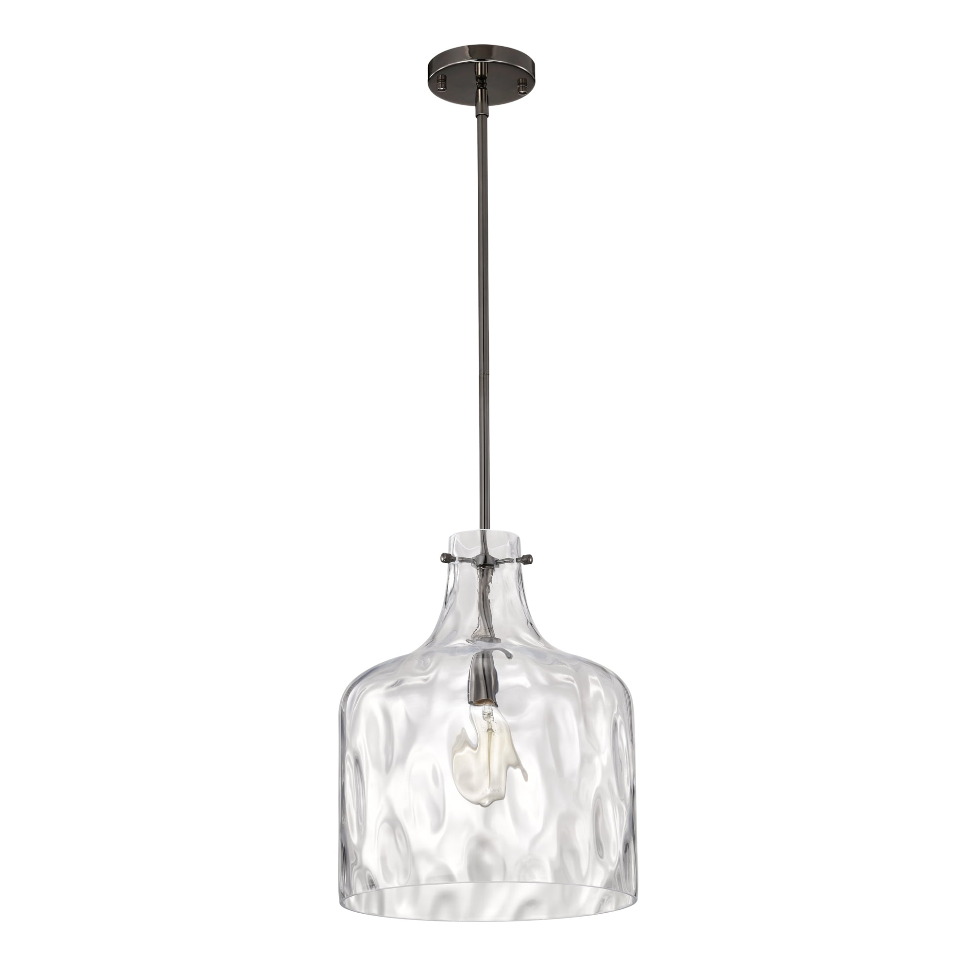 Daelan 12 in. 1-Light Indoor Pear Black Finish Pendant Light