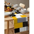 thumbnail image 6 of ERUNPONLY Yellow Grey Table Runner - 90 Inch Long Modern Yellow Geometric Cotton and Linen Blended Dress Scarves Farmhouse Table Runner for Kitchen Dining, Coffee Table, 13" x 90", 6 of 8