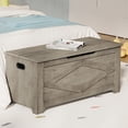 thumbnail image 2 of 39.4" Storage Chest, Wooden Storage Bench with Safety Hinges, Easy Assembly, Large Toy Chest for Entryway, Living Room, Bedroom, 2 of 6