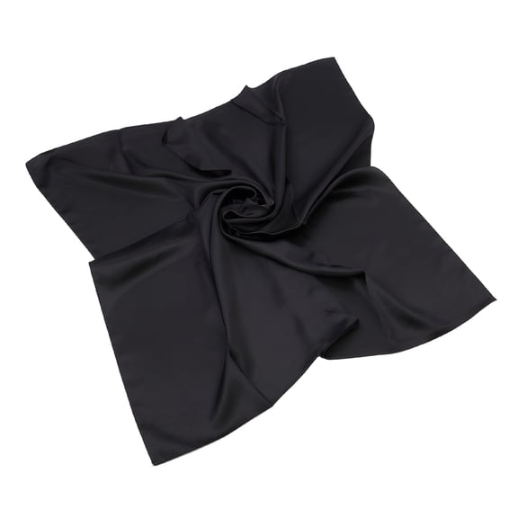 TELOLY Elegant Large Silk Feel Solid Color Satin Square Scarf Wrap Black Wrap