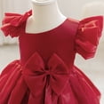 thumbnail image 6 of IBTOM CASTLE Baby Girl Birthday Dress Shiny Asymmetric Ruffle Tulle Tutu Dresses Princess Formal Flower Pageant Wedding Party Gown 1-2T Red, 6 of 7