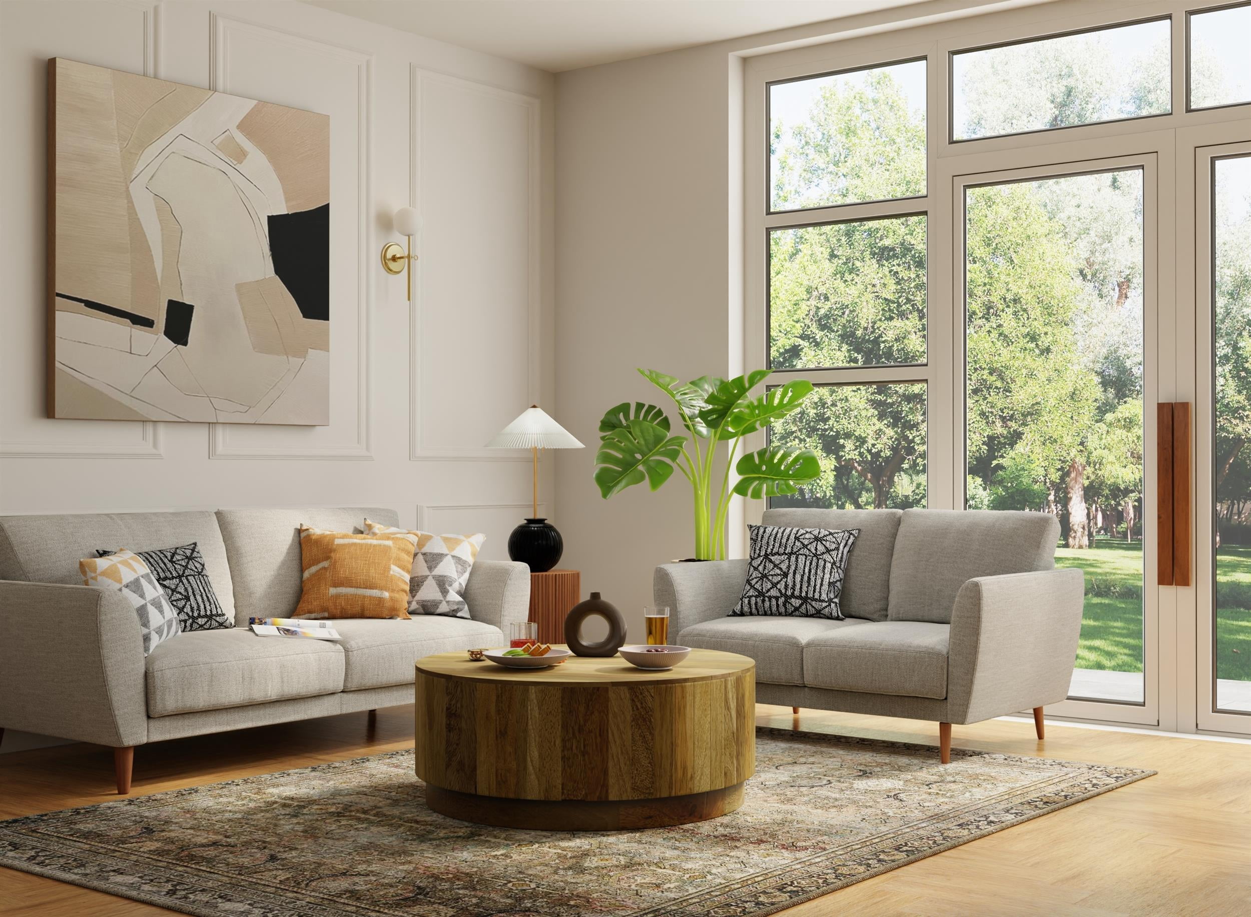 Carolina Classics Tamia 42" Round Wood Coffee Table in Natural Brown