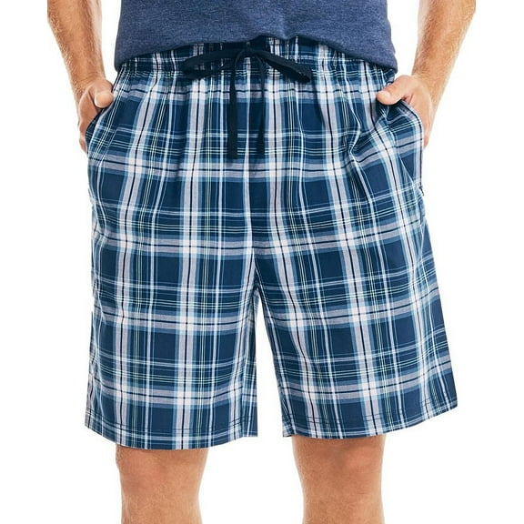 Nautica Men's Classic Fit Plaid Cotton Sleep Shorts Blue Size S