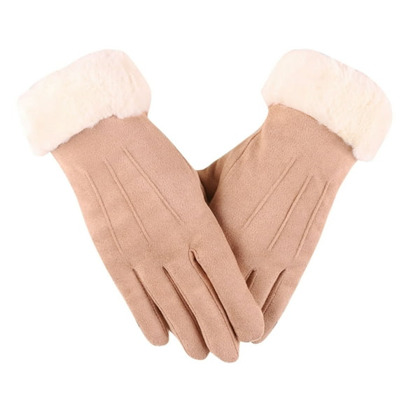 WTXUE Motorcycle Gloves, Winter Gloves Thermal Texting Cable Gloves Elastic Touchscreen for Cold Knit Women Warm Cuff Gloves Winter Leather Gloves for Women, 3# Khaki