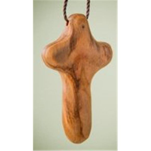 Earthwood 156166 Olive Wood Cross - Small Holding with Short Chord - 2 in.