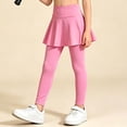thumbnail image 7 of Girls' Skirted Leggings Active Workout Skorts with Attached Full Length Pants Elastic Waist Tennis Dance Gymnastics Athletic Stretch Tights Casual School Play, 7 of 7