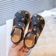 thumbnail image 4 of Girls Fisherman Sandals Soft Leather Closed Toe Princess Flat Shoes Summer Casual Breathable Strappy Beach Shoes Black 8.5 Toddler, 4 of 7