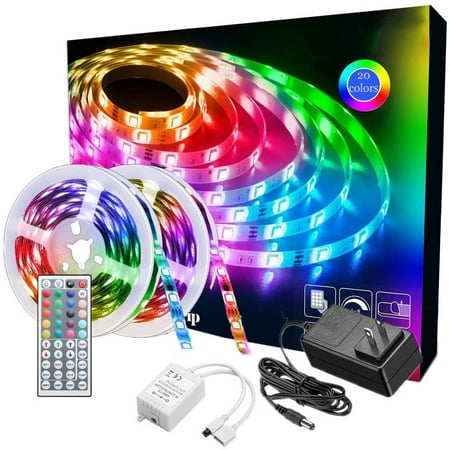 DAYBETTER 50ft Bluetooth LED Strip Lights,Music Sync 5050 LED Light Strip RGB with Remote Control,Timer Schedule,Color Changing LED Lights for Bedroom