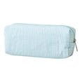 thumbnail image 3 of CoreLiving Pencil Pouch Cute Large Seersucker Bag Embroidery Striped Design Zipper Closure for Desktop Organization Multipurpose Pen Case Makeup Blue White, 3 of 10