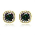 thumbnail image 2 of Paris Jewelry 14k Yellow Gold 2Ct Round Created Alexandrite Halo Stud Earrings Plated, 2 of 4