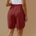thumbnail image 3 of APEXFWDT Women's Bermuda Dress Shorts - Summer 3/4 Length Elastic Waist Shorts with Side Buttons Design for Resort Wear Beach Vacation Summer ,XXL,Wine, 3 of 7