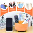 thumbnail image 3 of SAYEEC Orange 360° Rotatable 5 Compartment Desk Pen Holder Organizer, Pencil Cup with Detachable Phone Stand for Office & Home Storage, 3 of 7