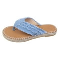 thumbnail image 2 of Wavsuf Slides for Women Solid Wide Beach Casual Summer Blue Slides Slippers Size 5.5, 2 of 7