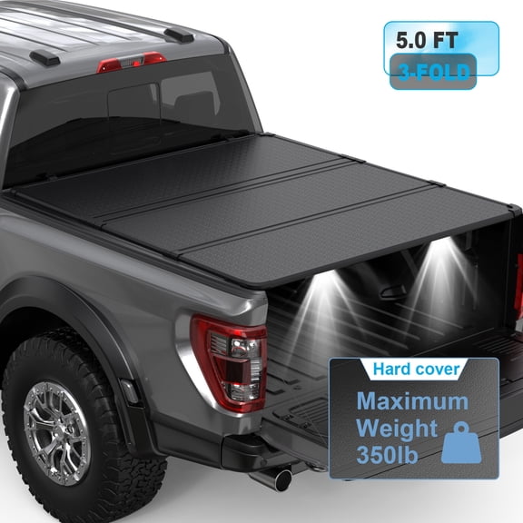5FT Hard Truck Bed Tonneau Cover For 2019-2026 Ford Ranger 3-Fold W/LED Lamp