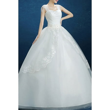 Unomatch Junior Square Neck Lace Decorated Wedding Dress