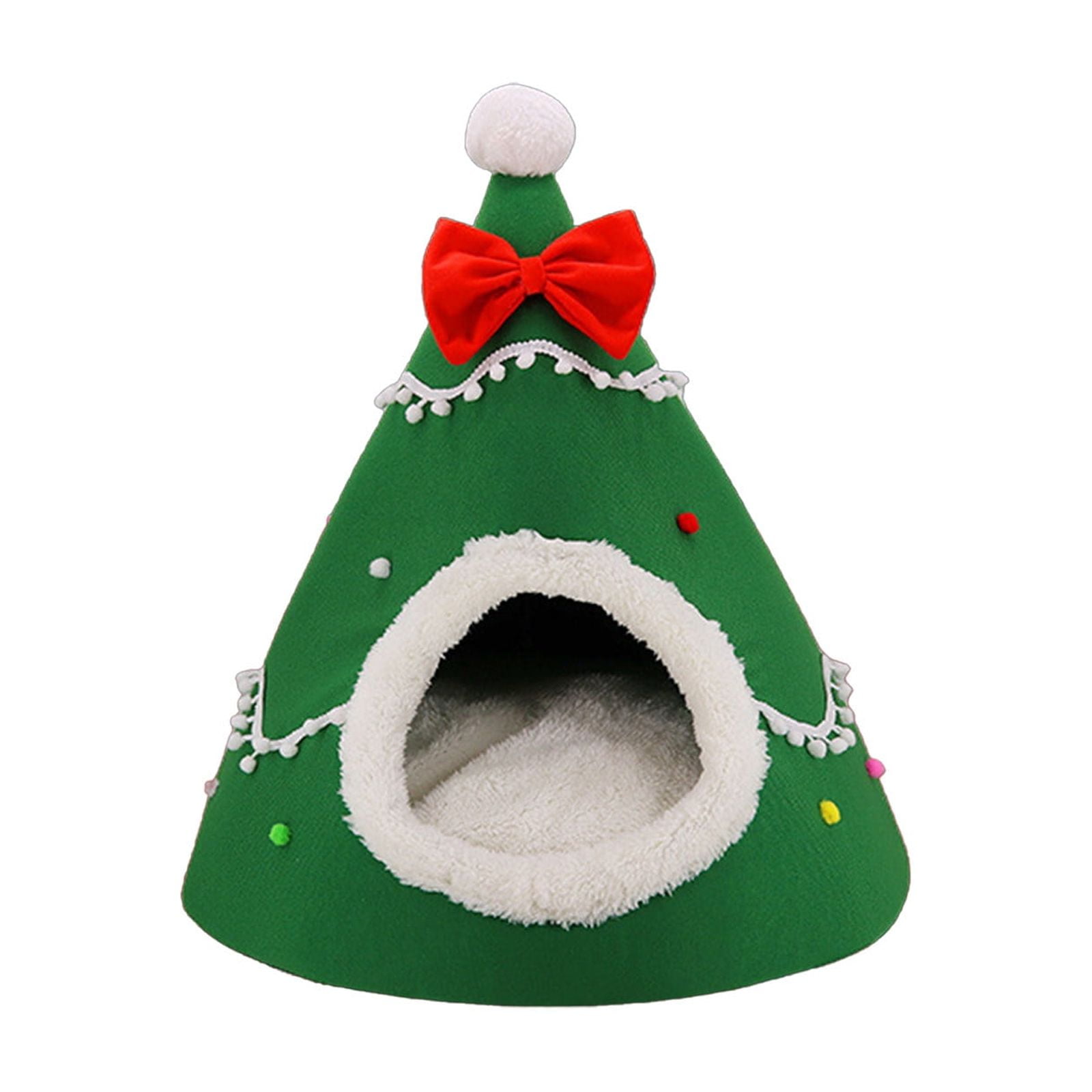 Nebwoak Soft Nest for Dog and Cat Christmas Candy Pet Bed Pet Villa Kitty Bed Dog Bed Winter Warm Cats Bed Yurt Pet Houses Pet Tent House
