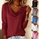 thumbnail image 1 of Hfnxid Women's Long Sleeve Shirts Cowl Neck Work Tops Solid Color Casual Pullover Dressy Business Casual Tshirts Gray,XL, 1 of 9
