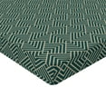 thumbnail image 4 of Ambesonne Geometric Fitted Sheet, Vintage Stripe Forms Art, King Size, Jade Green and Pale Khaki, 4 of 5
