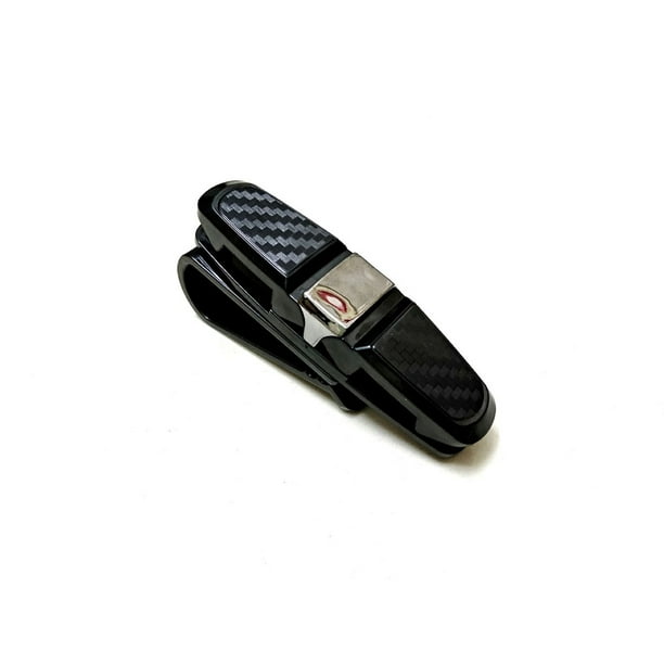 Riwesomey Soportes para gafas Gafas de sol multifuncionales Clip Rotación de 360 grados Espejo Pulido Suspensión Gafas Montaje Automoción decorativa y accesorios Negro Carbón