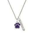 thumbnail image 1 of Delight Jewelry Silvertone Large Purple Paw Silvertone Guardian Angel Bar Charm Necklace, 23", 1 of 4