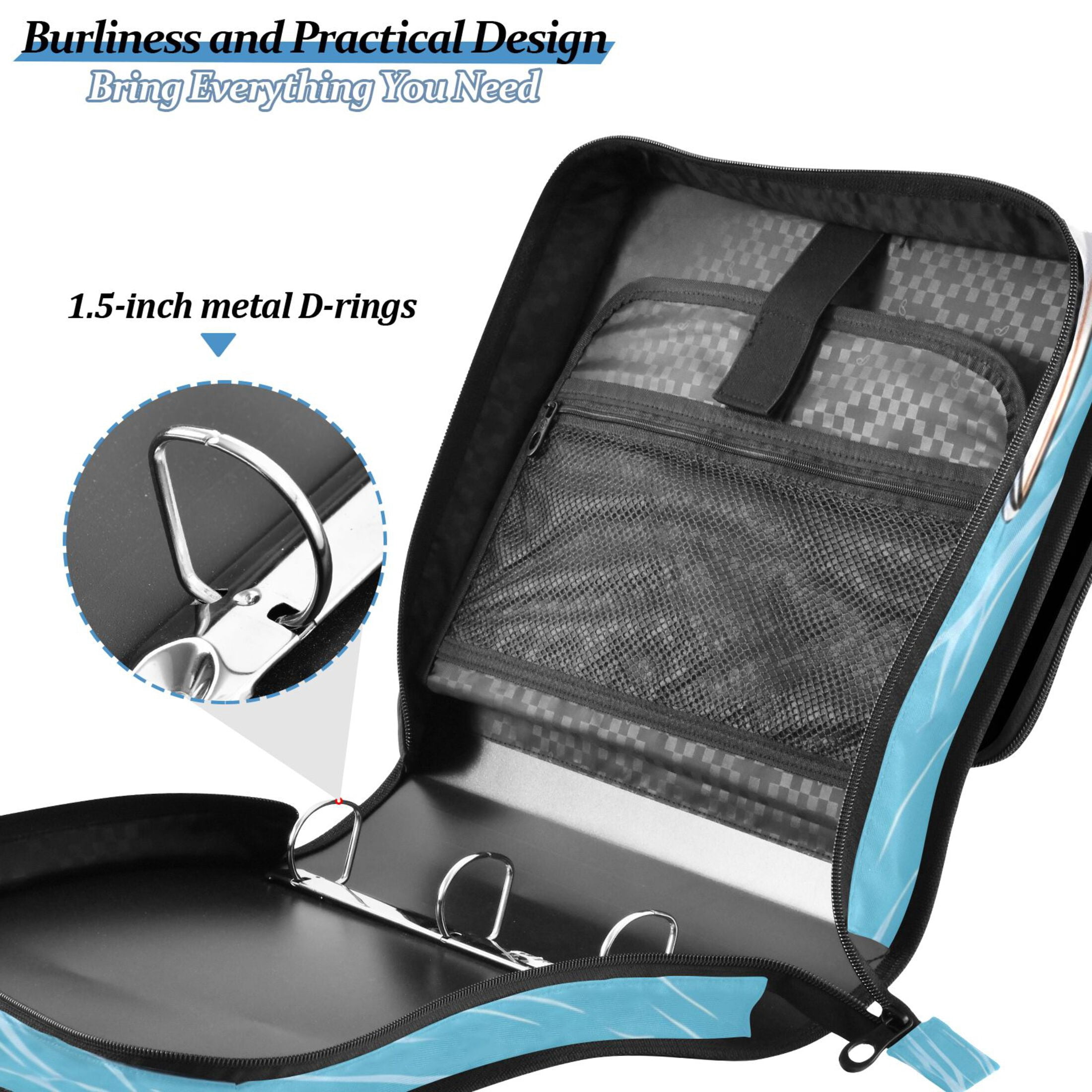 3 Ring Zipper Binder with Shoulder Strap Waterproof Trapper Keeper 2 Inch D-Ring 500 Sheets Capacity Capybara Surfer on Water
