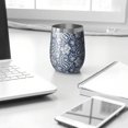 thumbnail image 3 of 12oz Stemless Wine Tumblers Blue Pioneer Flower and Paisley Pattern Vacuum Insulated Stainless Steel Travel Tumbler Cups Mug with Lid and Straw for Champaign,Cocktail,Beer with Cleaning Brush, 3 of 5