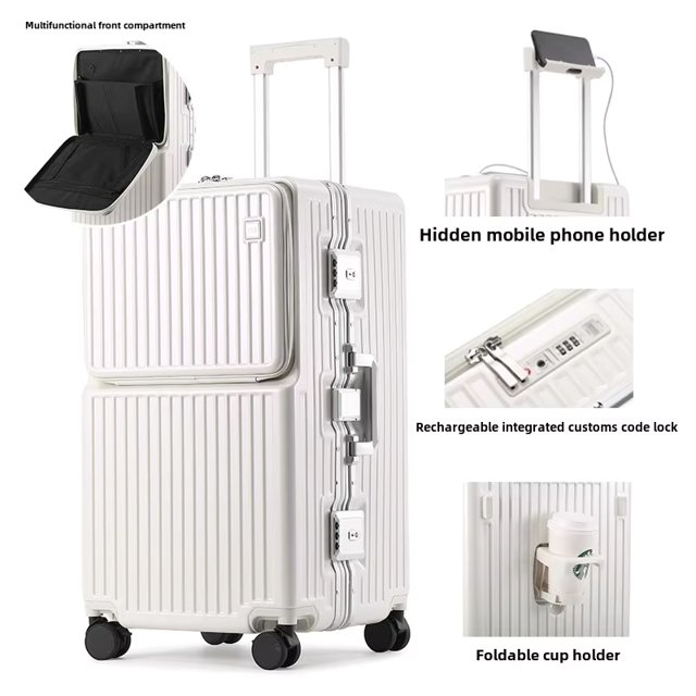 KLQDZMS-maleta con marco de aluminio, cubierta de carrito para ordenador portátil con apertura frontal, multifuncional, 26 ", 28", 30", 32 pulgadas, equipaje de gran capacidad