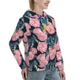 thumbnail image 2 of Yiaed Rose Flowers Print Womens Casual Hoodies Crew Neck Long Sleeve Sweatshirts With Pocket Pullover Tops Women's Hooded Sweatshirt-Medium, 2 of 5