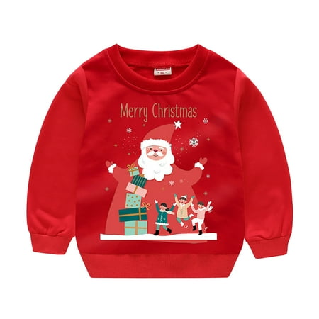 

Girls Sweatshirt Winter Christmas Long Sleeve Cartoon Printed Letter Babys Sweatshirt