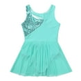 thumbnail image 4 of DPOIS Girls Lyrical Dance Dress Shiny Sequins Leotard Dress Dancewear Turquoise 12, 4 of 7