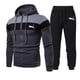 thumbnail image 4 of Sudadera con capucha con estampado tricolor para hombre, conjunto deportivo holgado de tendencia de moda, informal, con cremallera, para gimnasio y trotar al aire libre, otoño e invierno, novedad de 2, 4 of 4
