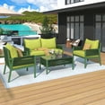 thumbnail image 5 of Harper & Bright Designs Rope Patio Furniture Set, 4 Piece Outdoor Furniture with Tempered Glass Table, Patio Conversation Sets with Deep Seating & Thick Cushion, Fluorescent Yellow & Green, 5 of 18