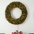 thumbnail image 4 of Nearly Natural Large Christmas PVC Flocked Clear Prelit LED Corded Wreath, 60" (Green), 4 of 7