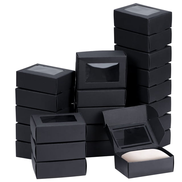 50 cajas de embalaje Timcorr cajas rectangulares de papel Kraft con ventana transparente para jabones 3,34 x 2,36 x 1,18 pulgadas