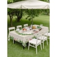 thumbnail image 3 of Spring Botanical Outdoor Tablecloth - 60x102 Inch Rectangle Dining Table Cover, Garden Birds Floral Leaves Rustic Burlap Waterproof Outdoor Table Cloth with Umbrella Hole & Zipper for Picnic/Patio, 3 of 7