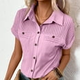 thumbnail image 7 of Timegard Shirts for Women Lapel V Neck Pleated Button up Blouse Solid Color Casual Work Shirts Top, 7 of 7