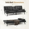 thumbnail image 2 of Furmax Futon Sofa Bed Convertible Folding Faux Leather Couch with 2 Cup Holders,Black, 2 of 9