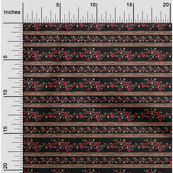oneOone Viscose Jersey Fabric Stripe|Leaves & Floral Block Print Sewing Fabric BTY 60 Inch Wide