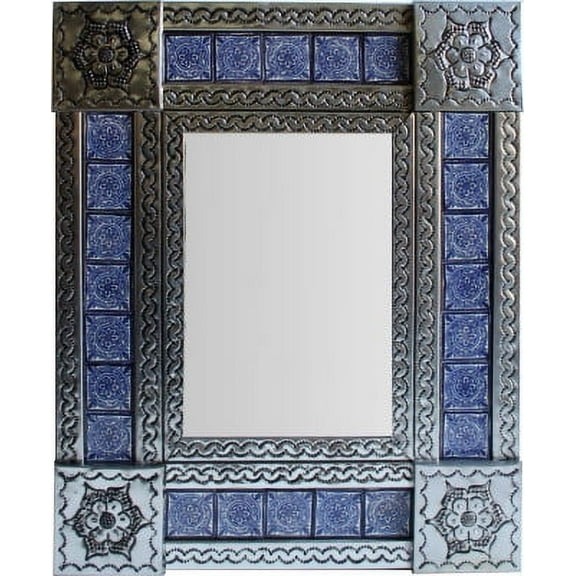 Small Silver Target Tile Mexican Mirror