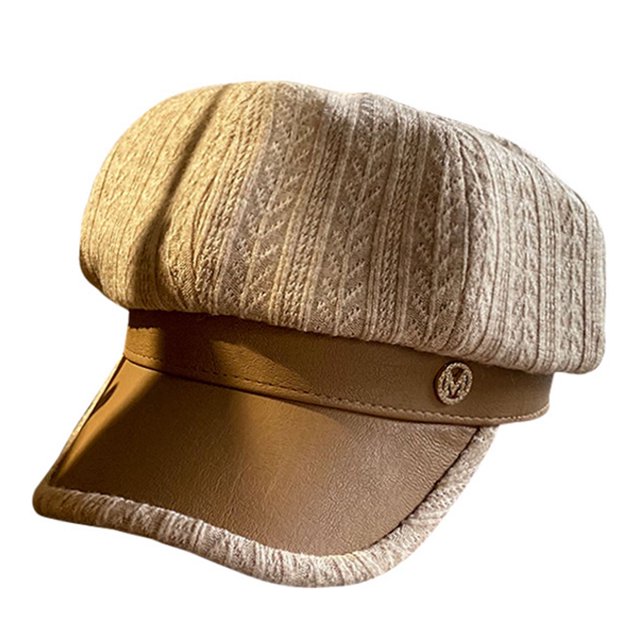 Gorra Octagonal Sólida PU Casual Boina De Invierno Mujer Pintor Elegante Tour Pico