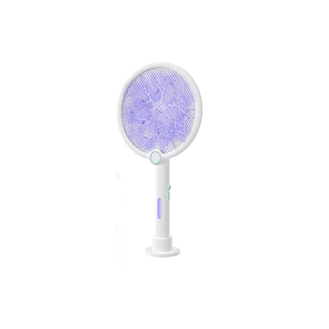 Raqueta Eléctrica Recargable Mata Moscas Y Mosquitos Blanca