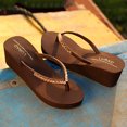 thumbnail image 3 of Sandalias Cuña JShteea para Mujer Transpirables Antideslizantes Marrón Oscuro L 38-39, 3 of 7