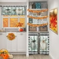 thumbnail image 2 of Pumpkin Fall Kitchen Curtains Plaid Gray Window Curtains Valance and Tier Set 36 Inch, Green Leaves Watercolor Rod Pocket Short Tier Curtain for Room, Vintage Small Cafe Kitchen Decor, 2 of 6