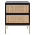 thumbnail image 6 of SAFAVIEH Zadie 2 Drawer Rattan Nightstand, Black w/ Natural Rattan/Gold Legs, 6 of 15