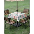 thumbnail image 4 of Outdoor Tablecloth with Umbrella Hole for Patio/Picnic/Party/Camping, Coral Coastal Waterproof Table Cloth Square Cover Washable, Blue Red Nautical Summer Beach Ocean (54"x 54"), 4 of 8