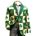 thumbnail image 4 of IWRICH Men's St. Patrick’s Day Corduroy Printed Jacket Shamrock Holiday Party Coat Casual Plus Size Blazer 02-Green XXXL, 4 of 4